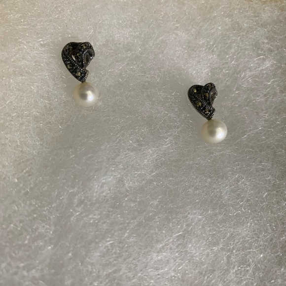 Sliver pearl 18 necklace with earrings - Picture 2 of 4